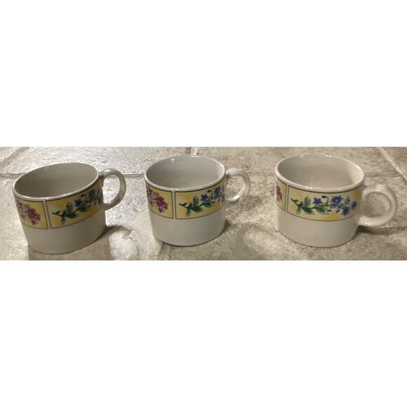 6 ~ SAKURA SUE ZIPKIN MAJESTICWARE STONEWARE CUPS Mugs 1996 Spring Valley Floral - Picture 4 of 11